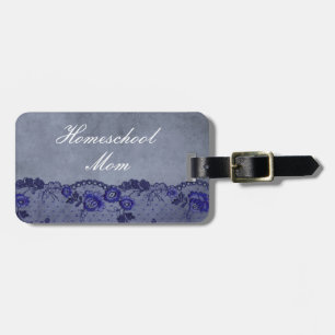 Home School Mum Blue Faux Lace Luggage Tag