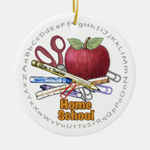 Home School round ceramic ornament