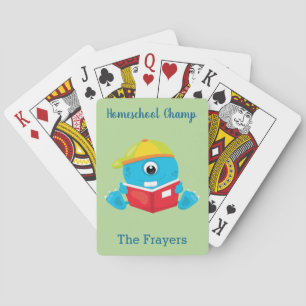 Home School Theme Blue Monster Playing Cards