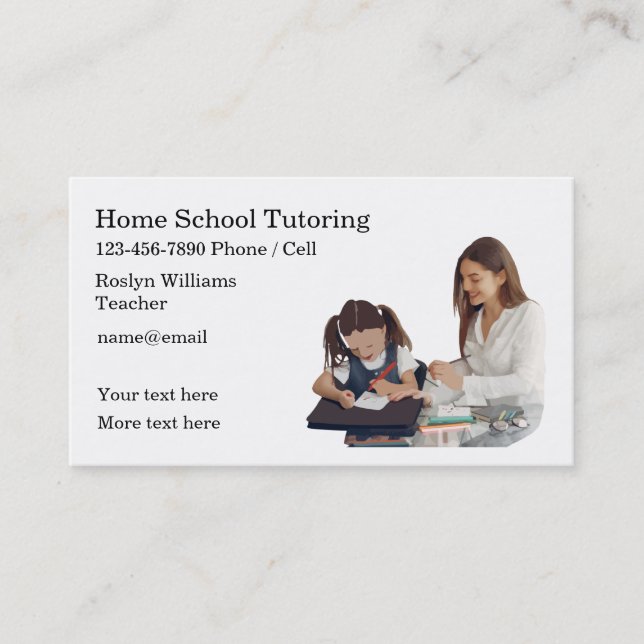 Home School Tutoring Teacher Business Card (Front)