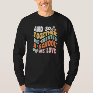 Home School We Love Groovy Homeschool Teacher Mum T-Shirt