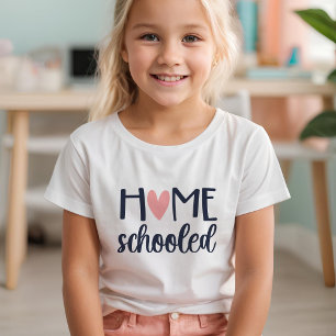 Home Schooled With Heart Navy and Pink T-Shirt
