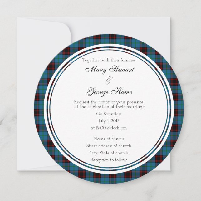 Home Scottish Wedding Round Invitation (Front)