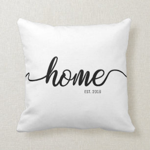 Home Script Long tail font with Established Year Cushion
