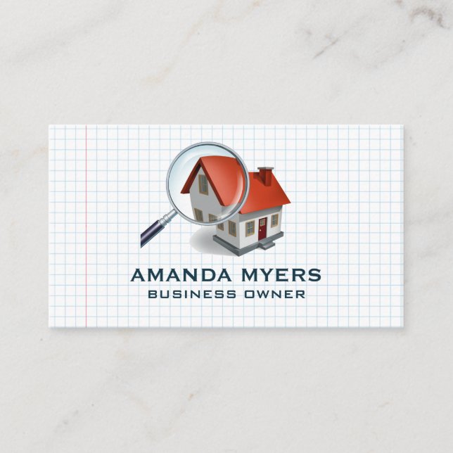Home Search Logo | Grid Paper Background Business Card (Front)