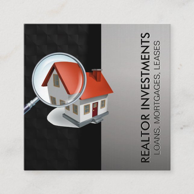 Home Search Magnify | Real Estate Square Business Card (Front)