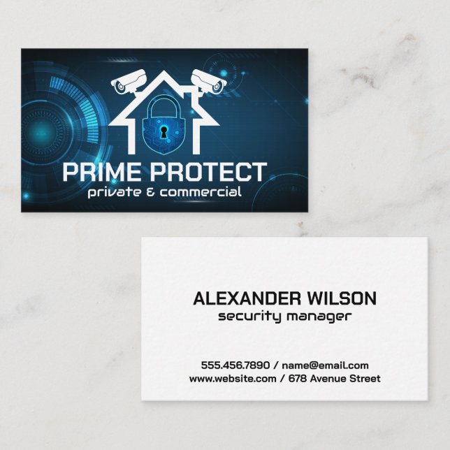Home Security Cameras | Cyber Padlock Business Card (Front/Back)
