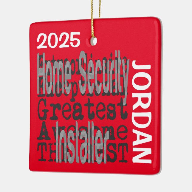 Home Security Installer Extraordinaire CUSTOM Ceramic Ornament (Left)
