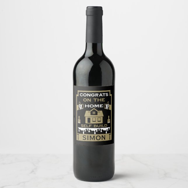 Home Self Build Congratulation Wine Label (Front)