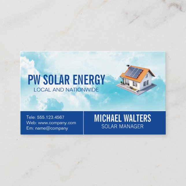 Home Solar | Clean Energy Power Business Card (Front)