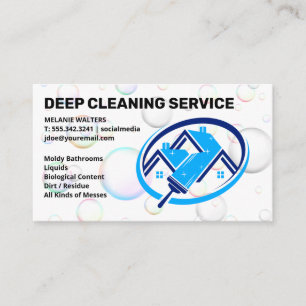 Home Squeegee Clean Logo Soap Bubbles Business Card