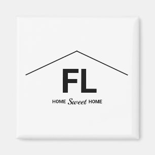 Home State Black and White Bold Letters Magnet