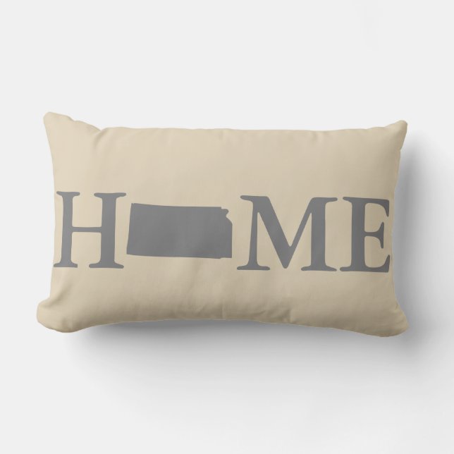 Home State Kansas Grey & Cream Lumbar Cushion (Front)