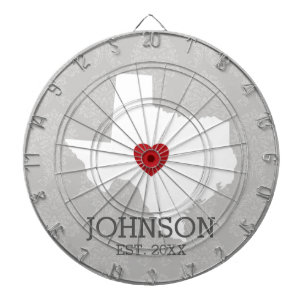 Home State Map Art - Custom Name Texas Dartboard