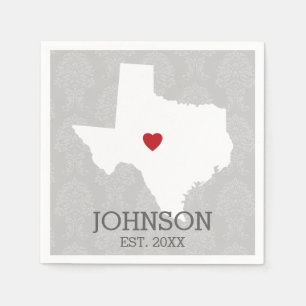 Home State Map Art - Custom Name Texas Napkin