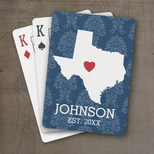 Home State Map Art - Custom Name Texas Playing Cards