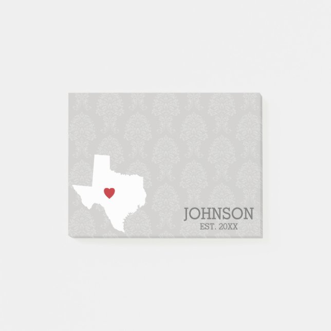 Home State Map Art - Custom Name Texas Post-it Notes (Front)