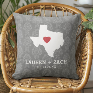 Home State Map Art - Custom Wedding Texas Cushion