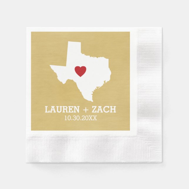 Home State Map Art - Custom Wedding Texas Napkin (Front)