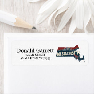 Home State Massachusetts Retro Colour Address