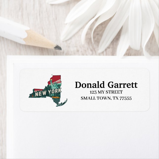 Home State New York Retro Colour Address (Insitu)