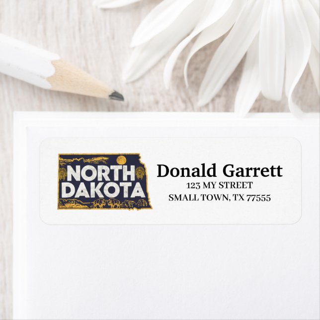 Home State North Dakota Retro Colour Address (Insitu)