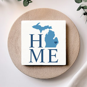 Home State of Michigan   Blue City Heart Stone Coaster