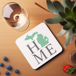 Home State of Michigan Green City Heart Coaster