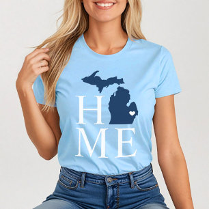 Home State of Michigan Navy Blue City Heart T-Shirt