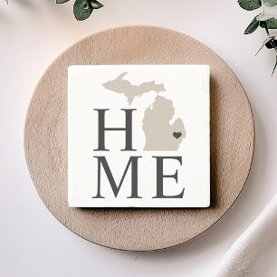 Home State of Michigan   Neutral City Heart Stone Coaster