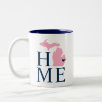 Home State of Michigan Pink Navy City Heart