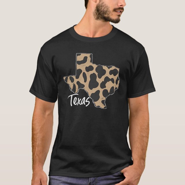 Home State of Texas Distressed Leopard Print T-Shirt (Front)