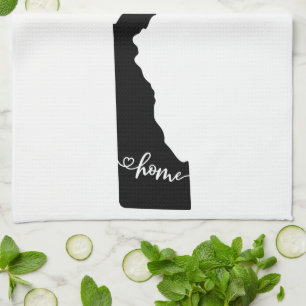 Home State Outline Heart Delaware Tea Towel