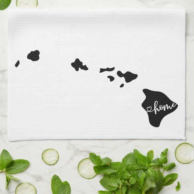 Home State Outline Heart Hawaii Tea Towel (Folded)