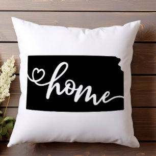 Home State Outline Heart Kansas Cushion