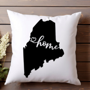 Home State Outline Heart Maine Cushion