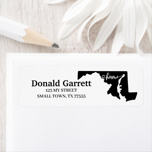 Home State Outline Heart Maryland Address (Insitu)