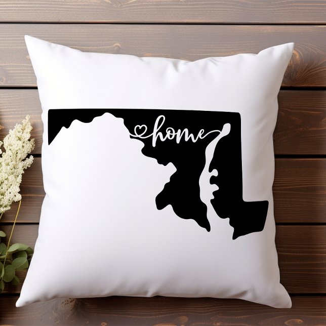 Home State Outline Heart Maryland  Cushion (Creator Uploaded)