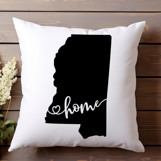 Home State Outline Heart Mississippi  Cushion (Creator Uploaded)