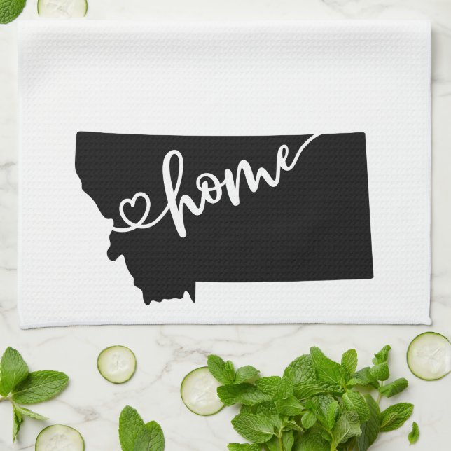 Home State Outline Heart Montana Tea Towel (Folded)