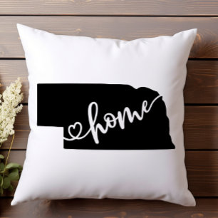 Home State Outline Heart Nebraska Cushion