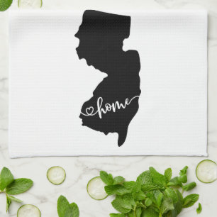 Home State Outline Heart New Jersey Tea Towel