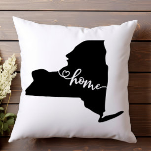 Home State Outline Heart New York Cushion