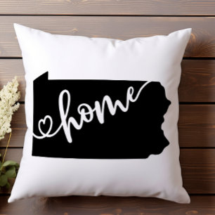 Home State Outline Heart Pennsylvania Cushion