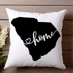 Home State Outline Heart South Carolina Cushion