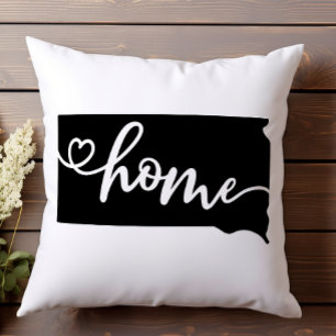 Home State Outline Heart South Dakota Cushion