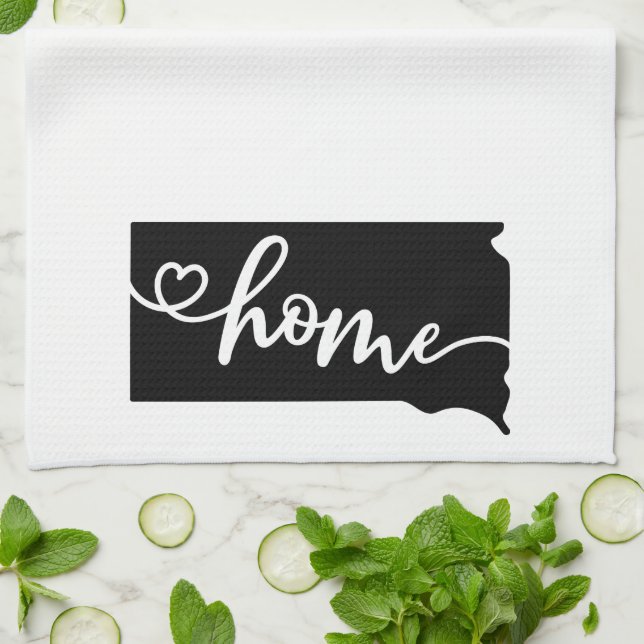 Home State Outline Heart South Dakota Tea Towel (Folded)
