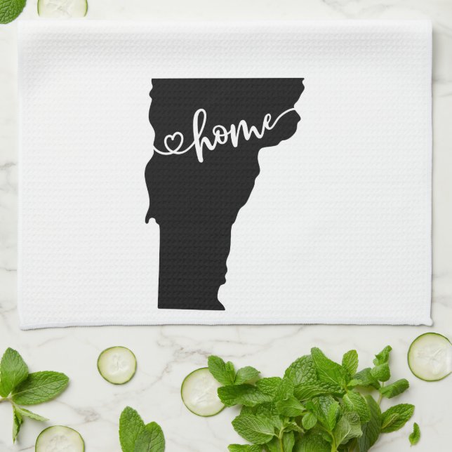 Home State Outline Heart Vermont Tea Towel (Folded)