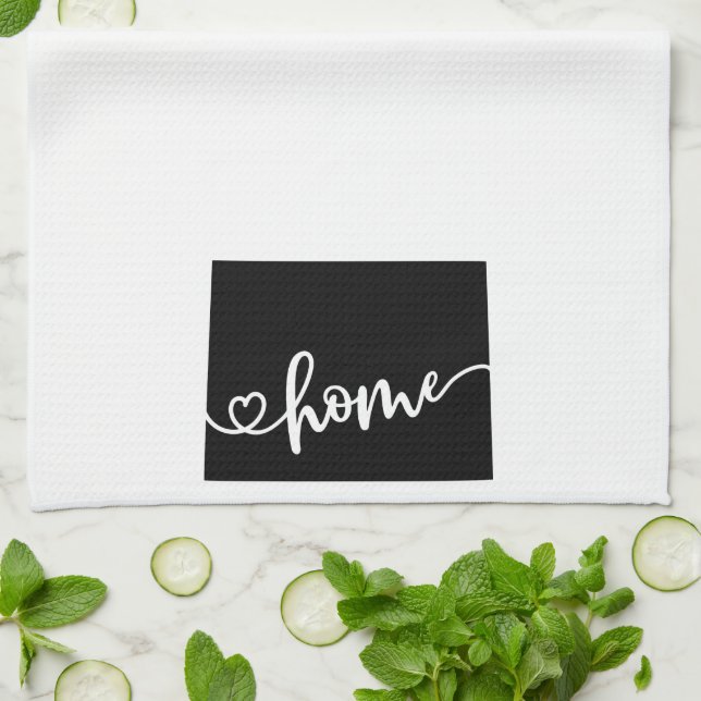 Home State Outline Heart Wyoming Tea Towel (Folded)