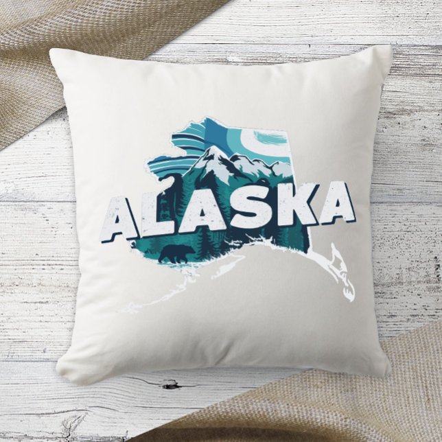 Home State Retro Colour Alaska  Cushion (Creator Uploaded)